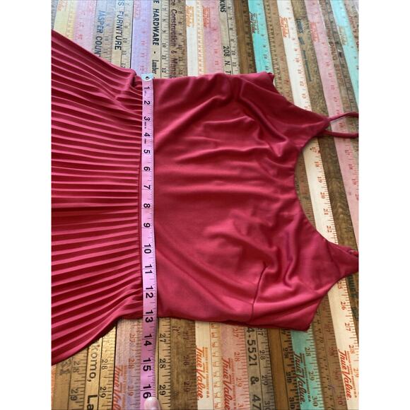 Vintage Jody T California Accordion Pleat Cami Midi Tank Cocktail Dress Disco S - Picture 11 of 13